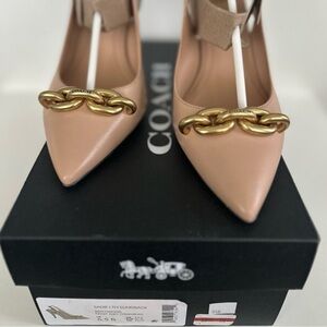 Coach Women's Blush Heels with Gold Chain